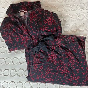 Victoria’s secret heart pajama set black and red